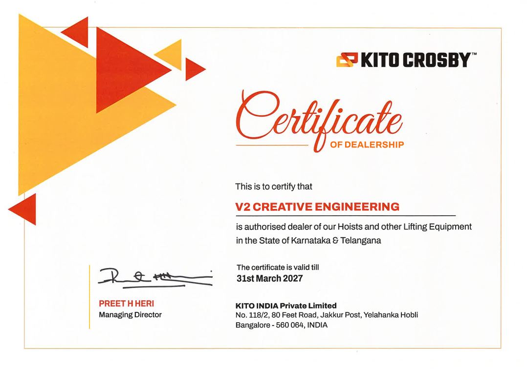 KITO Dealership Certificate V2 Creative Engineering